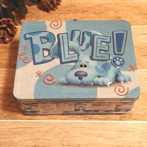 BLUE puppy tin box lunchbox storage container brand new, never used